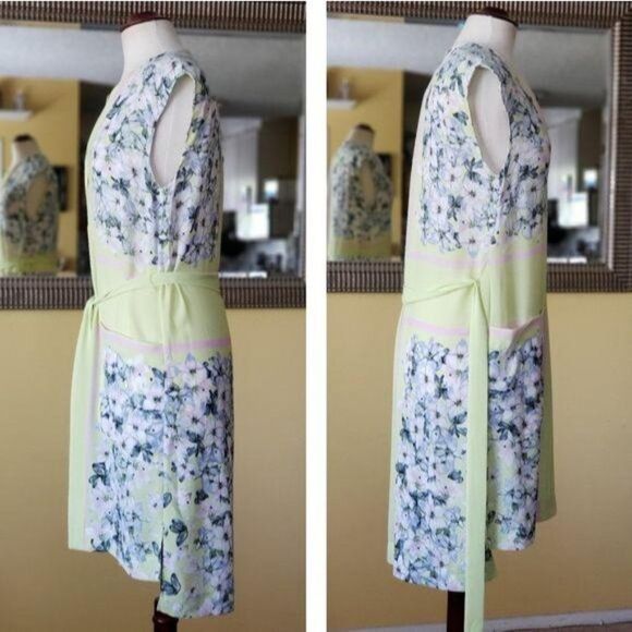 BCBGMAXAZRIA Elizabet Short Sleeve Floral Print Belted Summer Dress Size Small - Picture 3 of 6